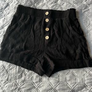 black button shorts